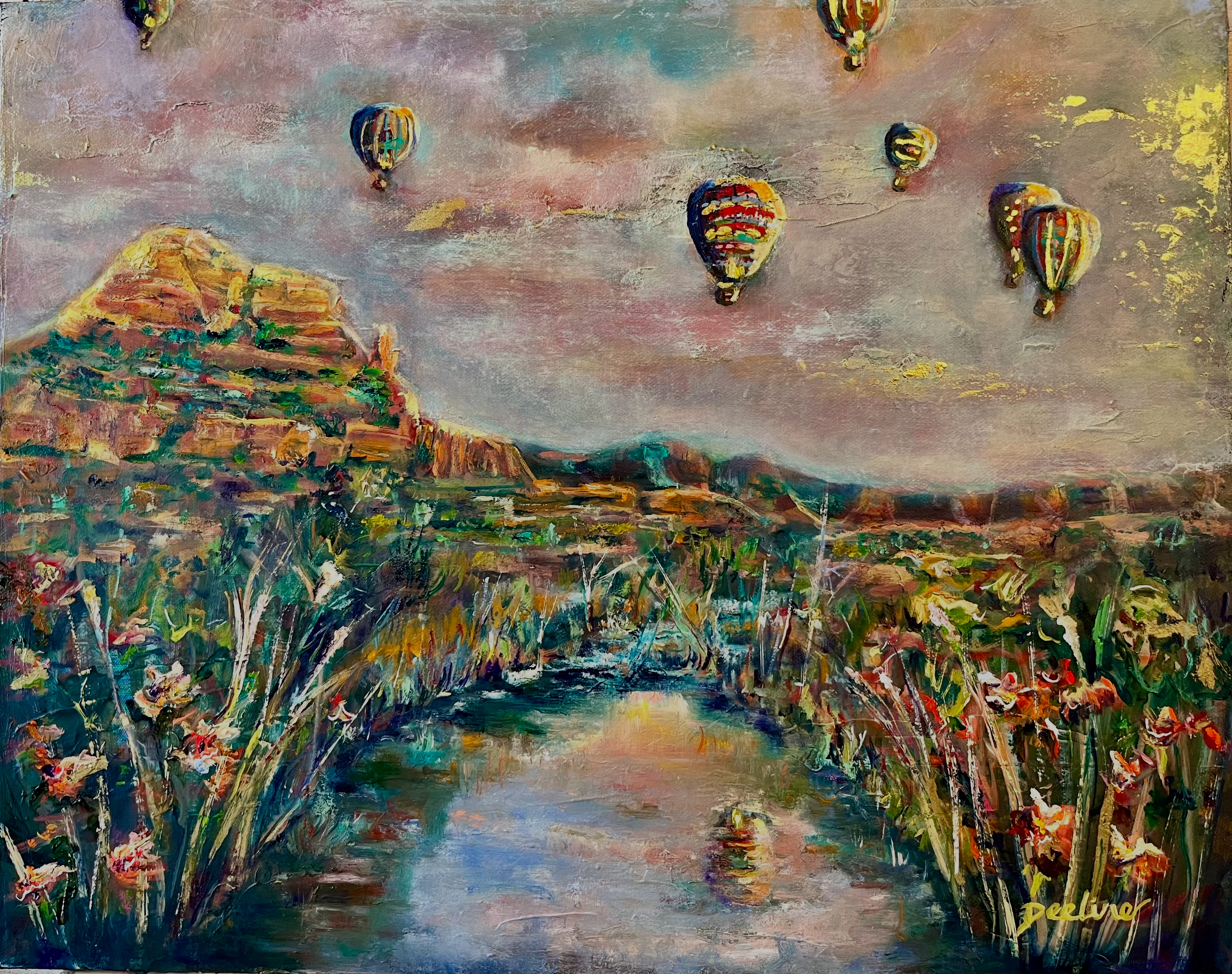Painting 10: Red Rock Crossing with a Soaring Sunrise Surprise Above Cathedral Rock